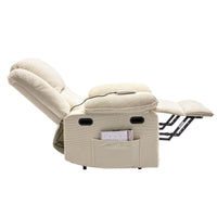 Beige Power Lift Chair with Adjustable Massage and Heat, reclined side view
