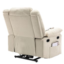 Beige Power Lift Chair with Adjustable Massage and Heat, back angle view
