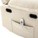 Beige Power Lift Chair with Adjustable Massage and Heat, side pocket