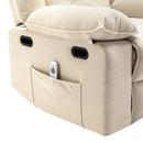 Beige Power Lift Chair with Adjustable Massage and Heat, side pocket