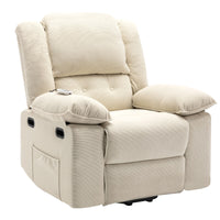 Beige Power Lift Chair with Adjustable Massage and Heat, seated angle