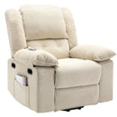 Beige Power Lift Chair with Adjustable Massage and Heat, seated angle