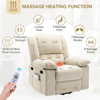Beige Power Lift Chair with Adjustable Massage and Heat, massage and heat functions
