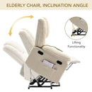 Beige Power Lift Chair with Adjustable Massage and Heat, lift feature