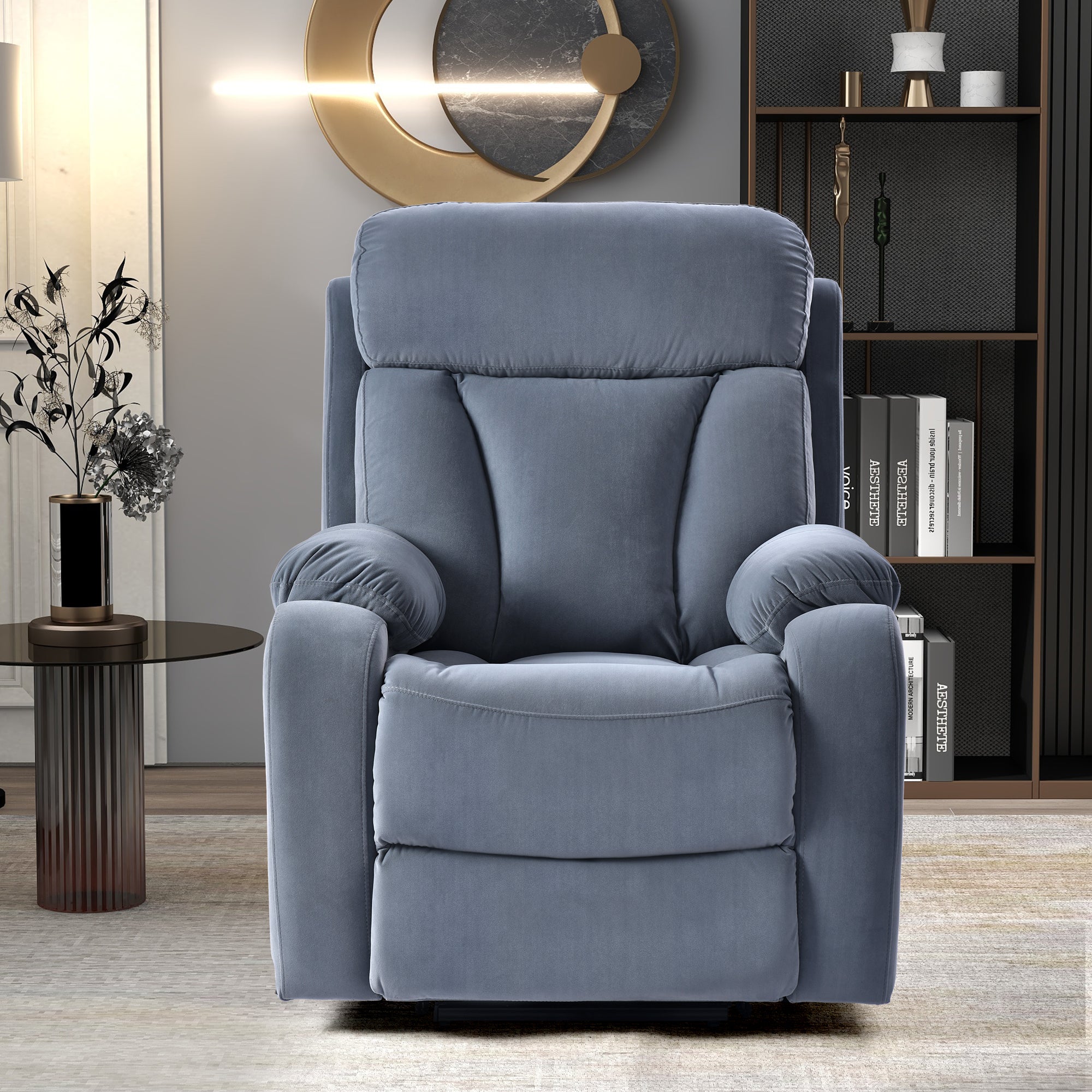 Australia Cashmere Lift Chair Recliner with Soft Anti-slip Fabric, Light Blue