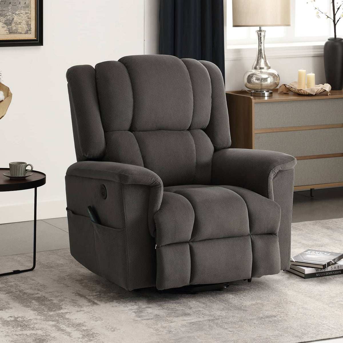 Infinite Position Power Lift Recliner with Heat and Massage, Dark Gray - My Lift Chair