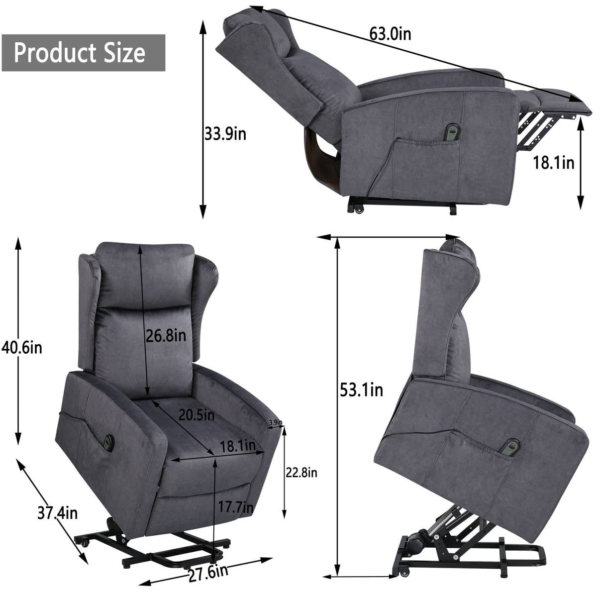JST Power Lift Recliner Chair with Sturdy Lumbar Support - My Lift Chair