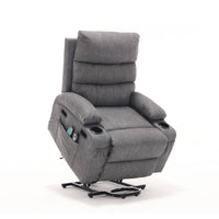 Overstuffed Large Power Lift Recliner with Massage and Heat, Gray - My Lift Chair