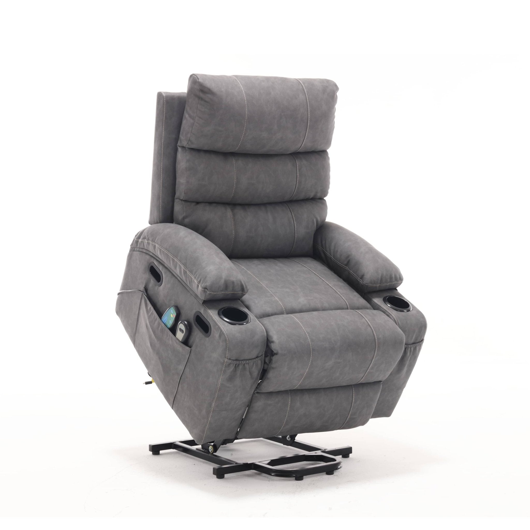 Overstuffed Large Power Lift Recliner with Massage and Heat, Gray - My Lift Chair
