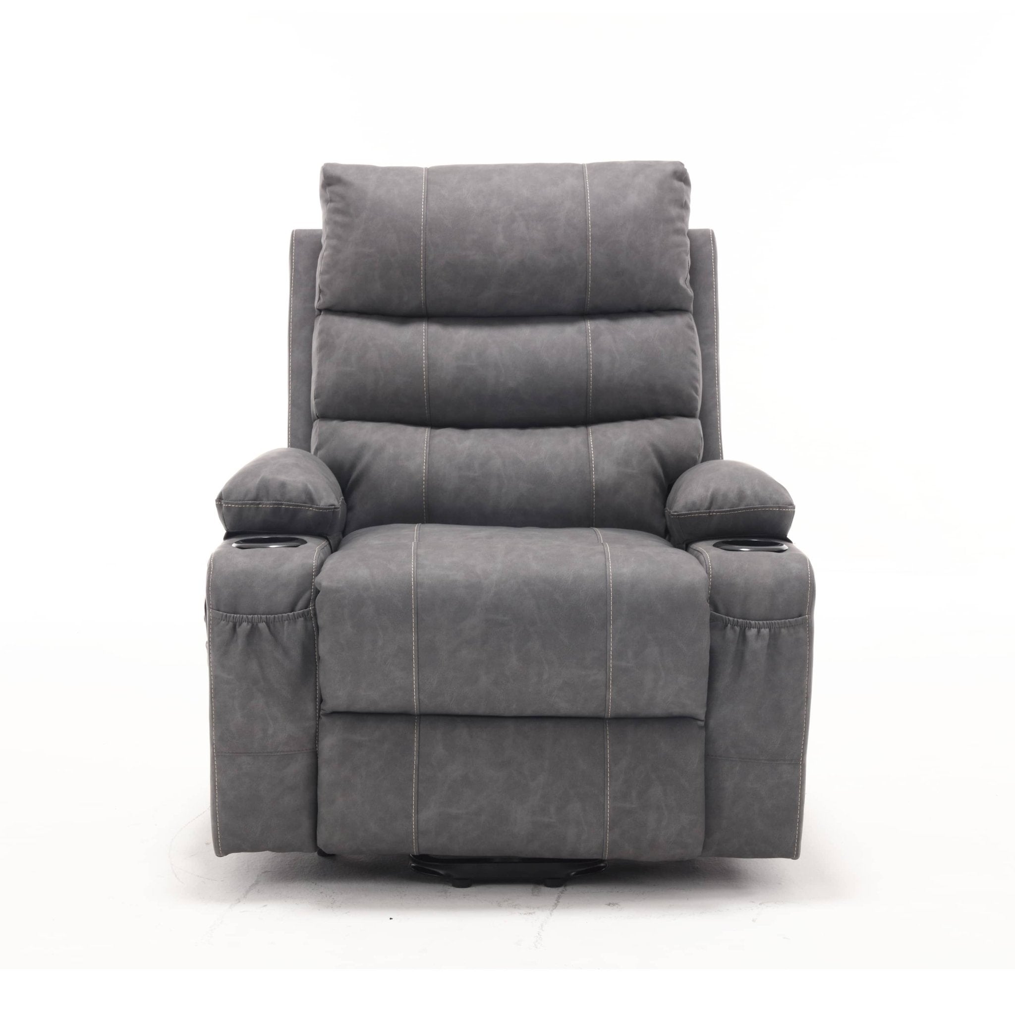 Overstuffed Large Power Lift Recliner with Massage and Heat, Gray - My Lift Chair