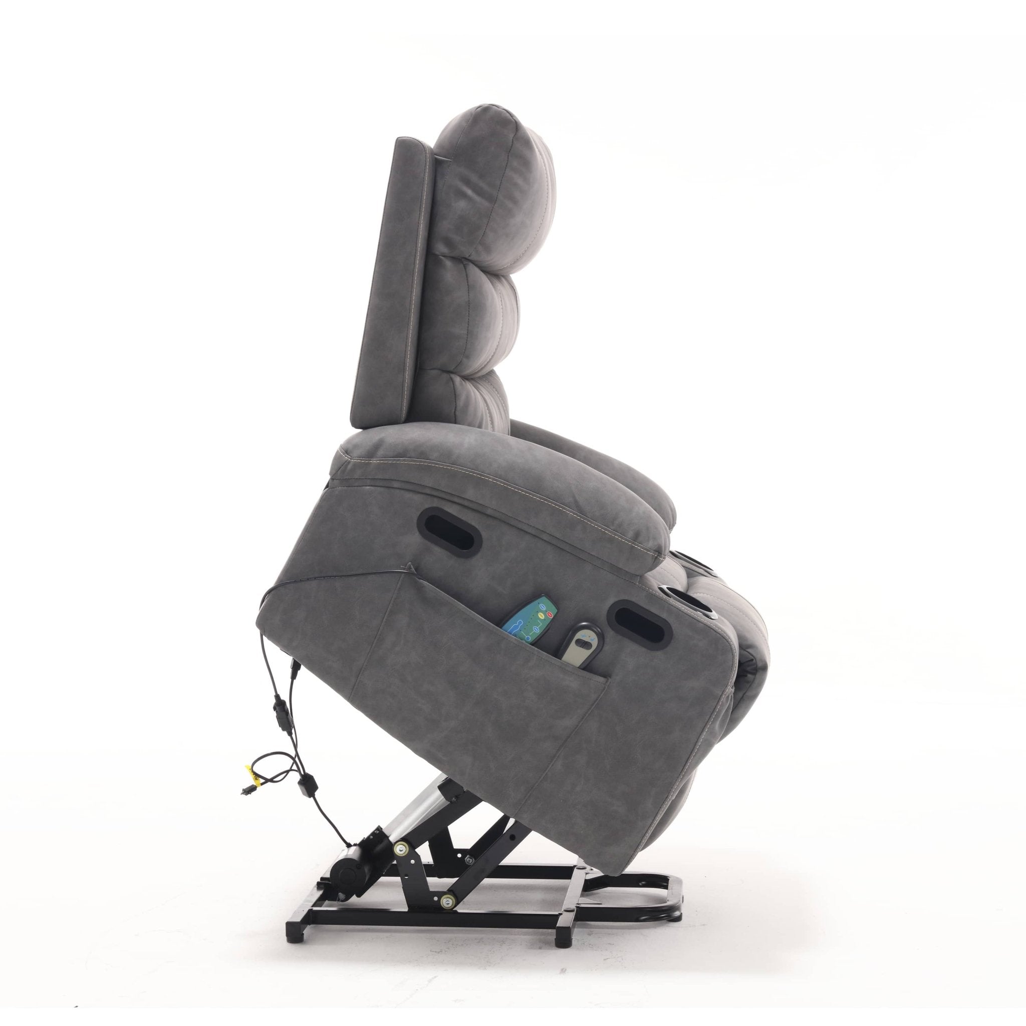 Overstuffed Large Power Lift Recliner with Massage and Heat, Gray - My Lift Chair