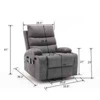 Overstuffed Large Power Lift Recliner with Massage and Heat, Gray - My Lift Chair
