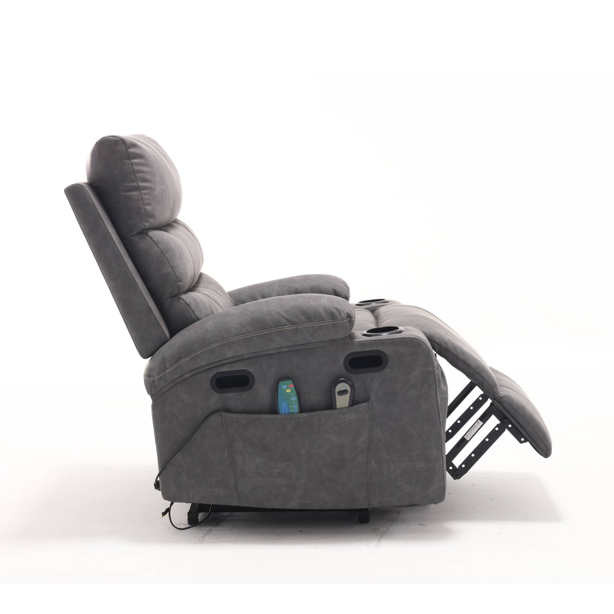 Overstuffed Large Power Lift Recliner with Massage and Heat, Gray - My Lift Chair