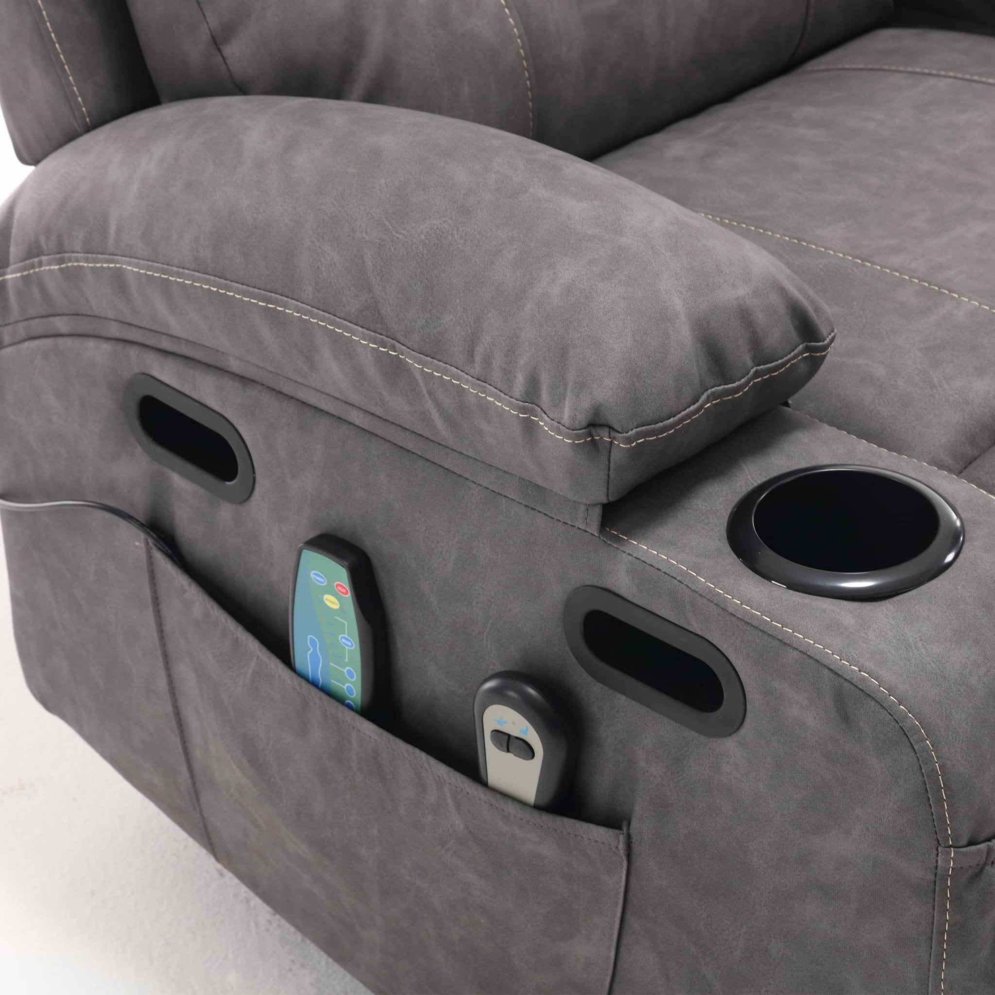 Overstuffed Large Power Lift Recliner with Massage and Heat, Gray - My Lift Chair