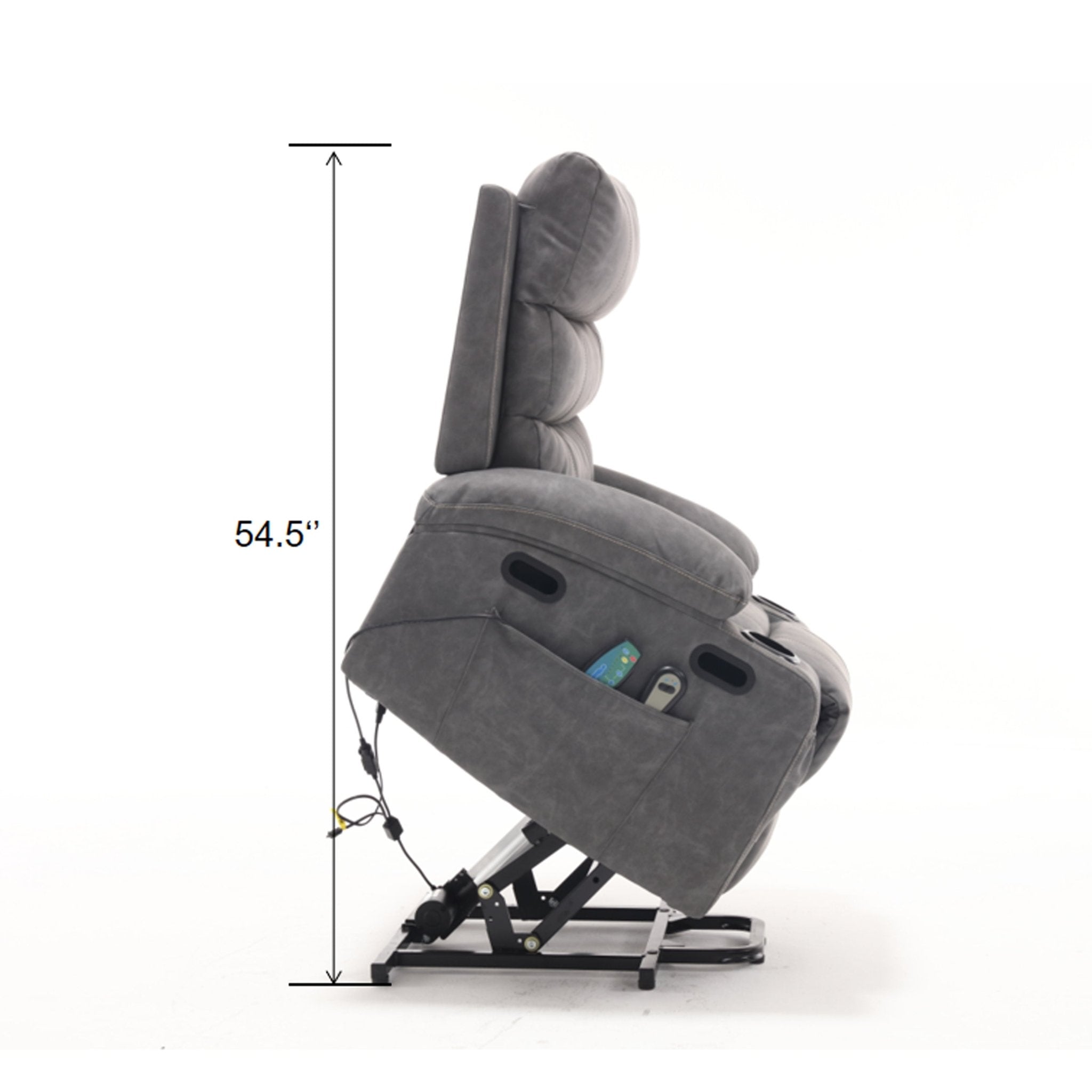 Overstuffed Large Power Lift Recliner with Massage and Heat, Gray - My Lift Chair