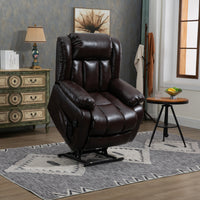 Brown Power Lift Recliner Chair in lifted position