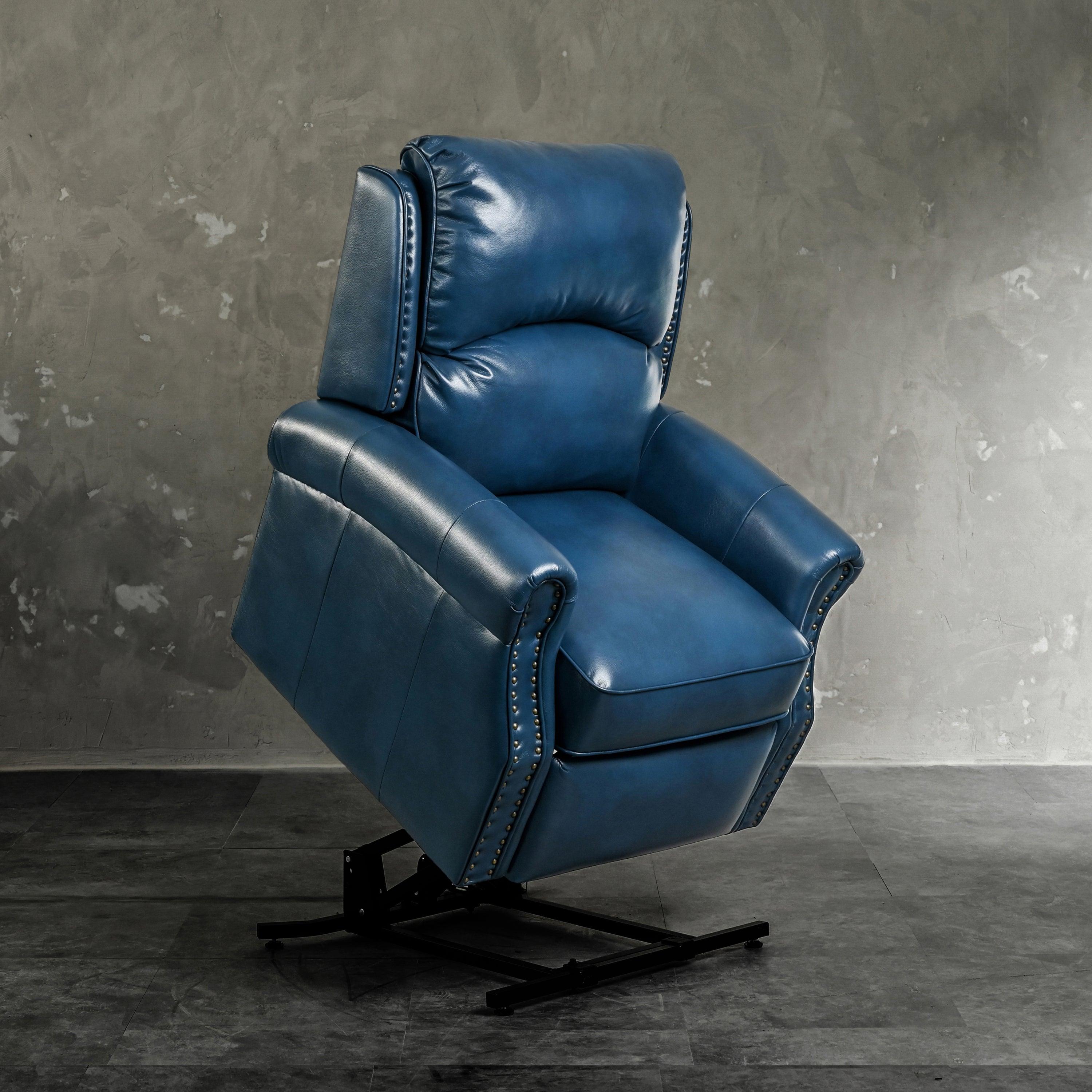 Blue Lift Chair Recliner with Massage, lifted and Heat, lifted