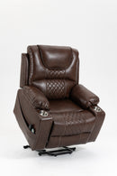 Leather Power Lift Recliner Chair with Massage and Lay Flat Capacity, lifted