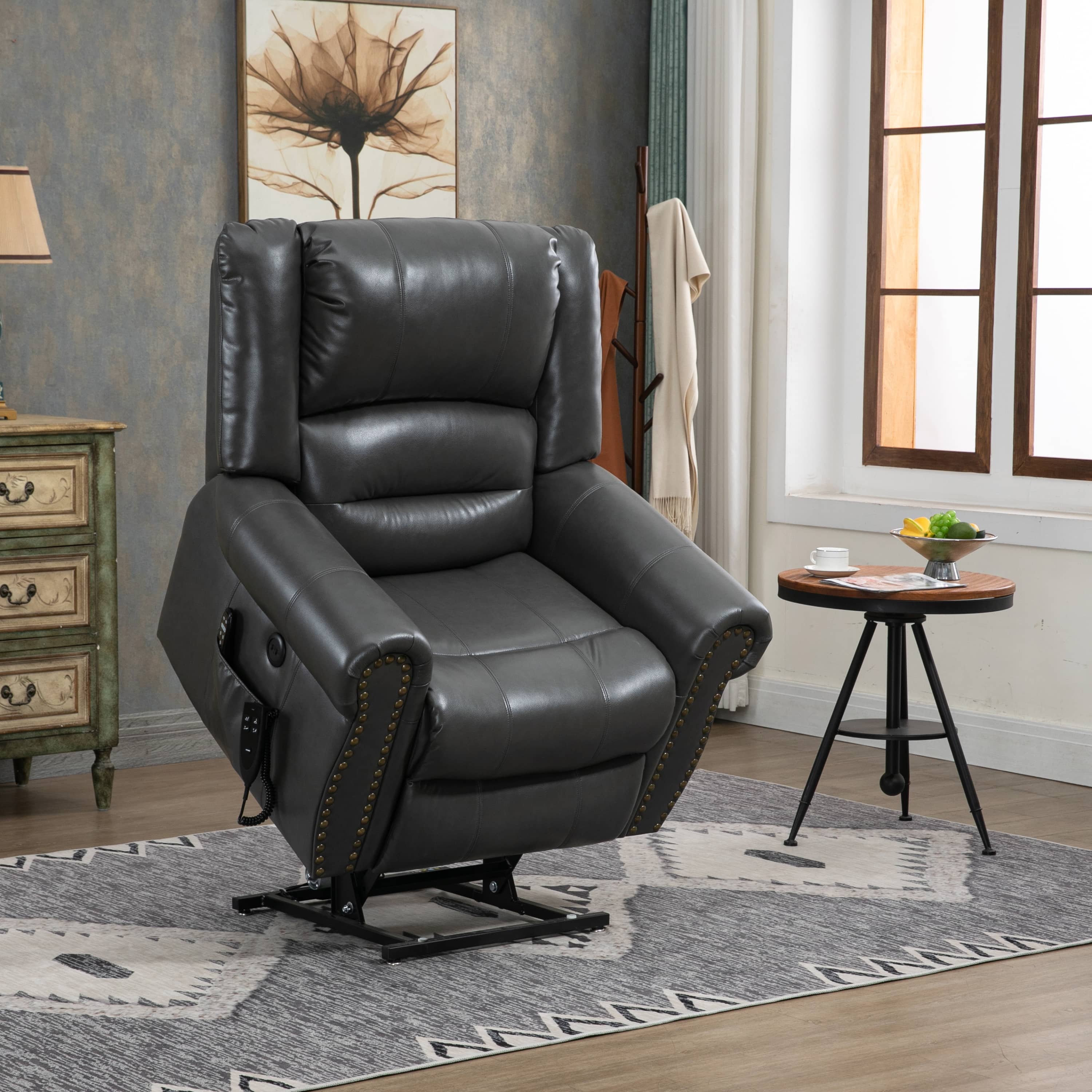 Grey Power Lift Recliner Chair with Heat, Massage, and Infinite Positioning