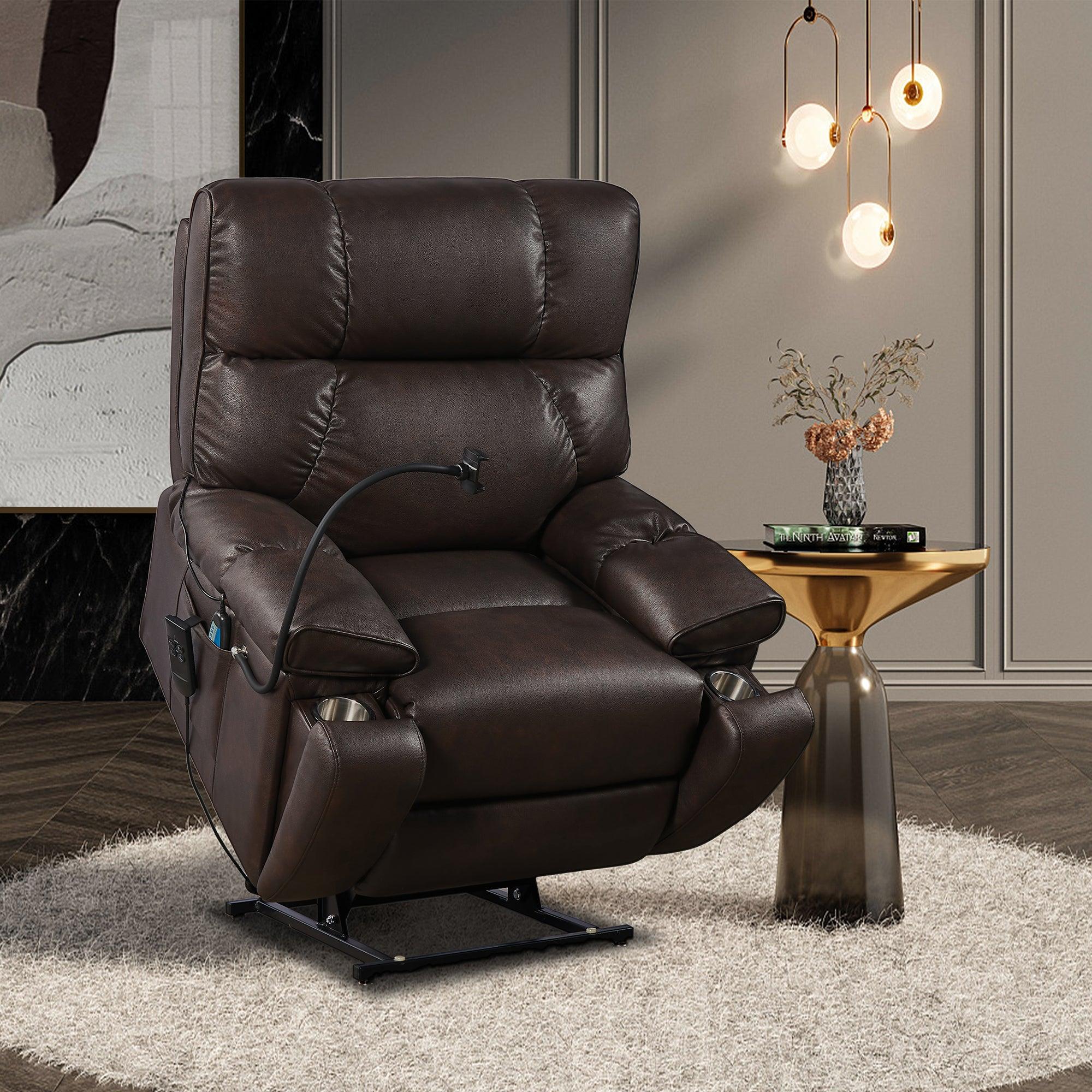 Lay Flat Position Lift Recliner Chair with 2-Motor Massage and Heat