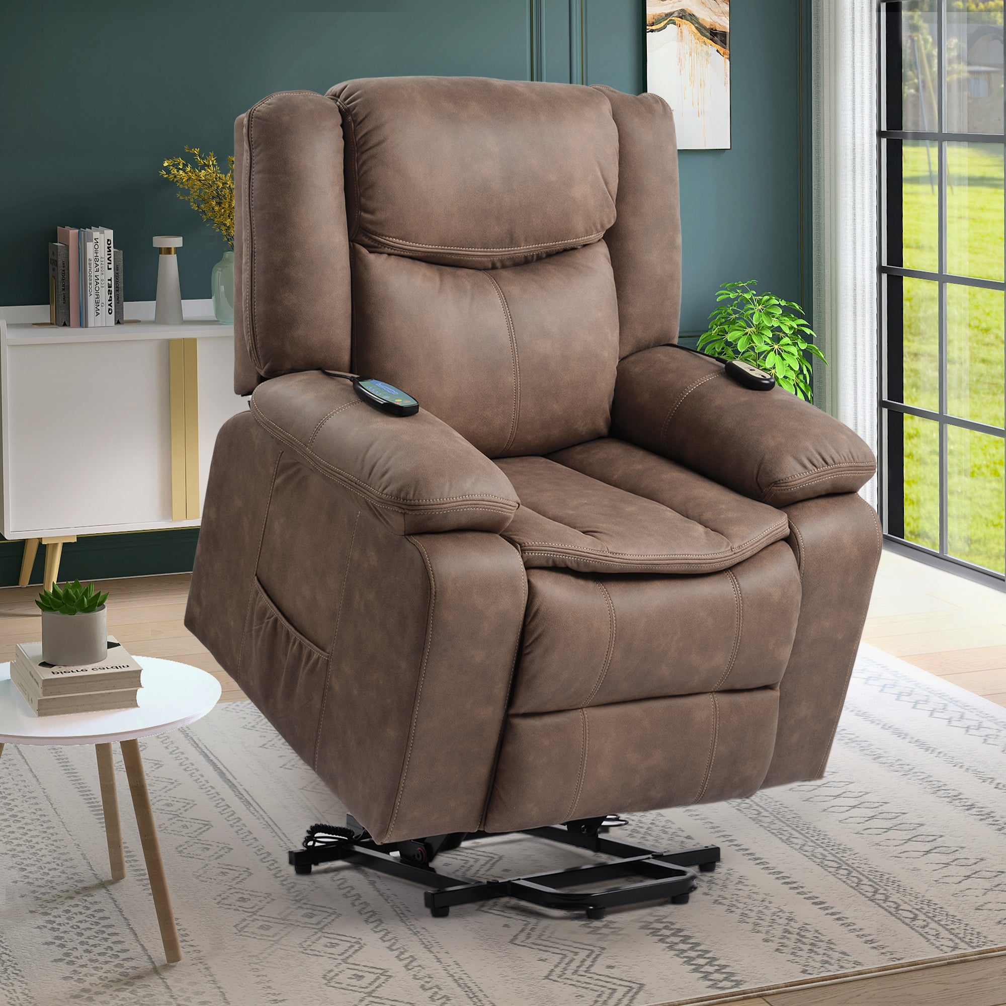 Power Lift Chair Recliner with Adjustable Massage and Heat, lifted angle room view