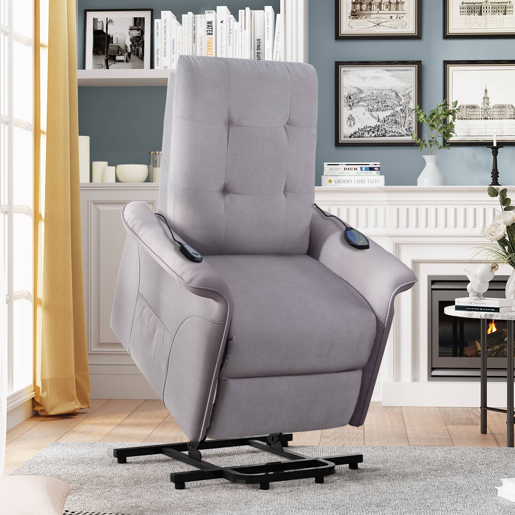 Power Lift Chair Recliner with Adjustable Massage, Light Gray