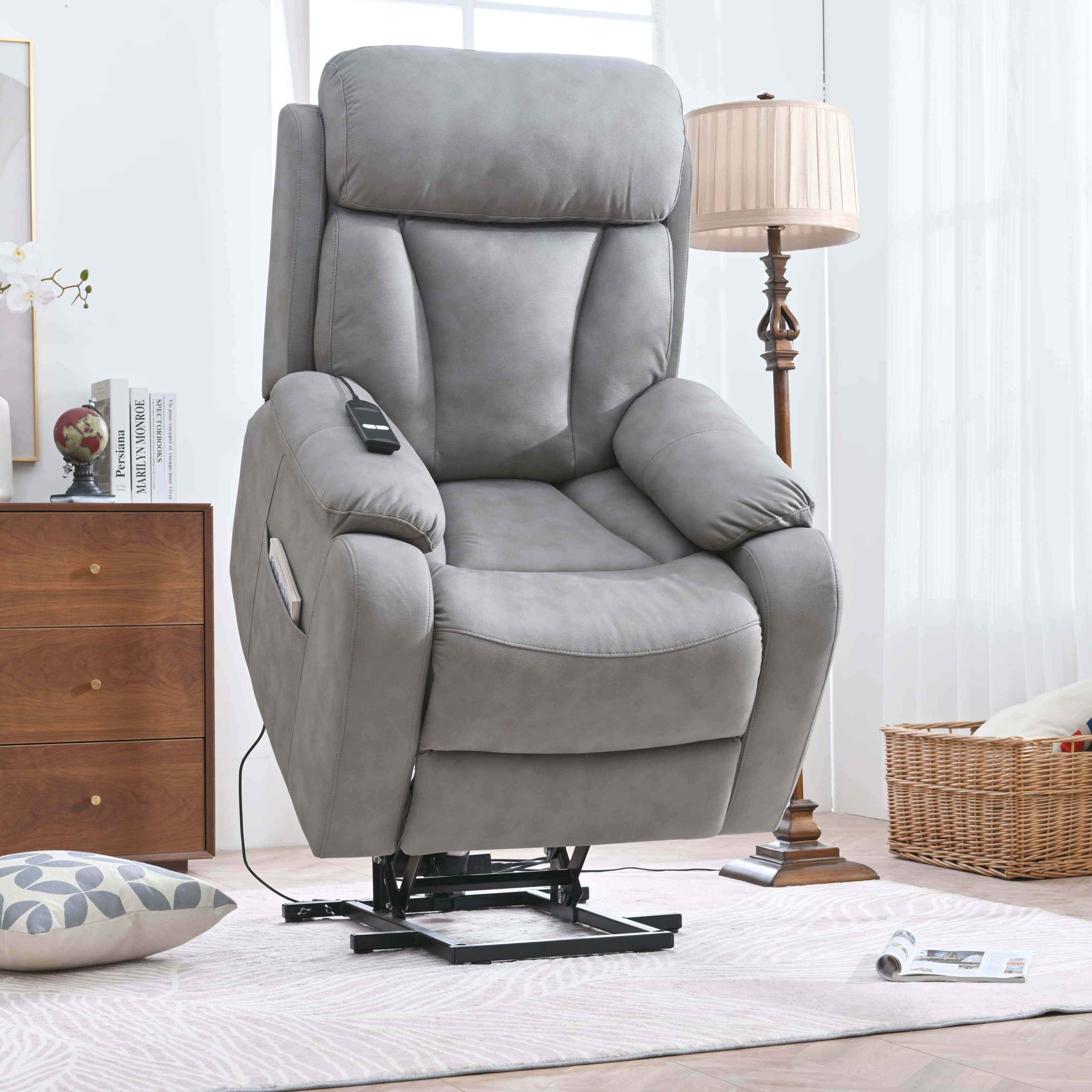 Power Lift Recliner Chair, Light Gray