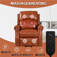 Caramel lift chair recliner with massage and heat
