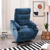Electric Power Lift Recliner with Massage and Heat, Blue