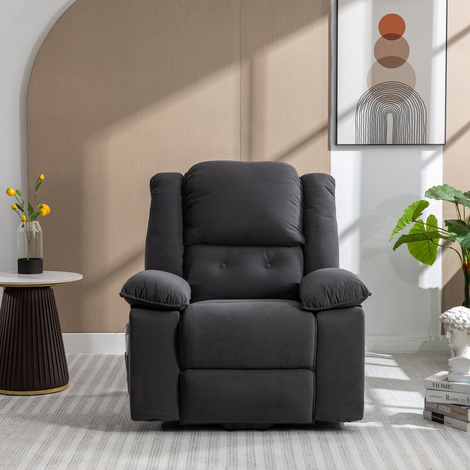 Gray Power Lift Chair Front Profile in sitting room