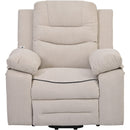 Beige infinite position massage and heat power lift recliner, front view