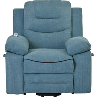Massage and Heat Blue Power Lift Recliner, front view