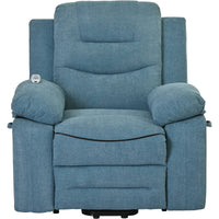 Massage and Heat Blue Power Lift Recliner, front view