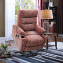 Power lift recliner with massage and heat, rose, lifted