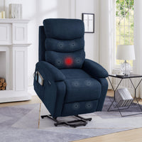Power Lift Recliner Chair with Massage, Blue, massage and heat points