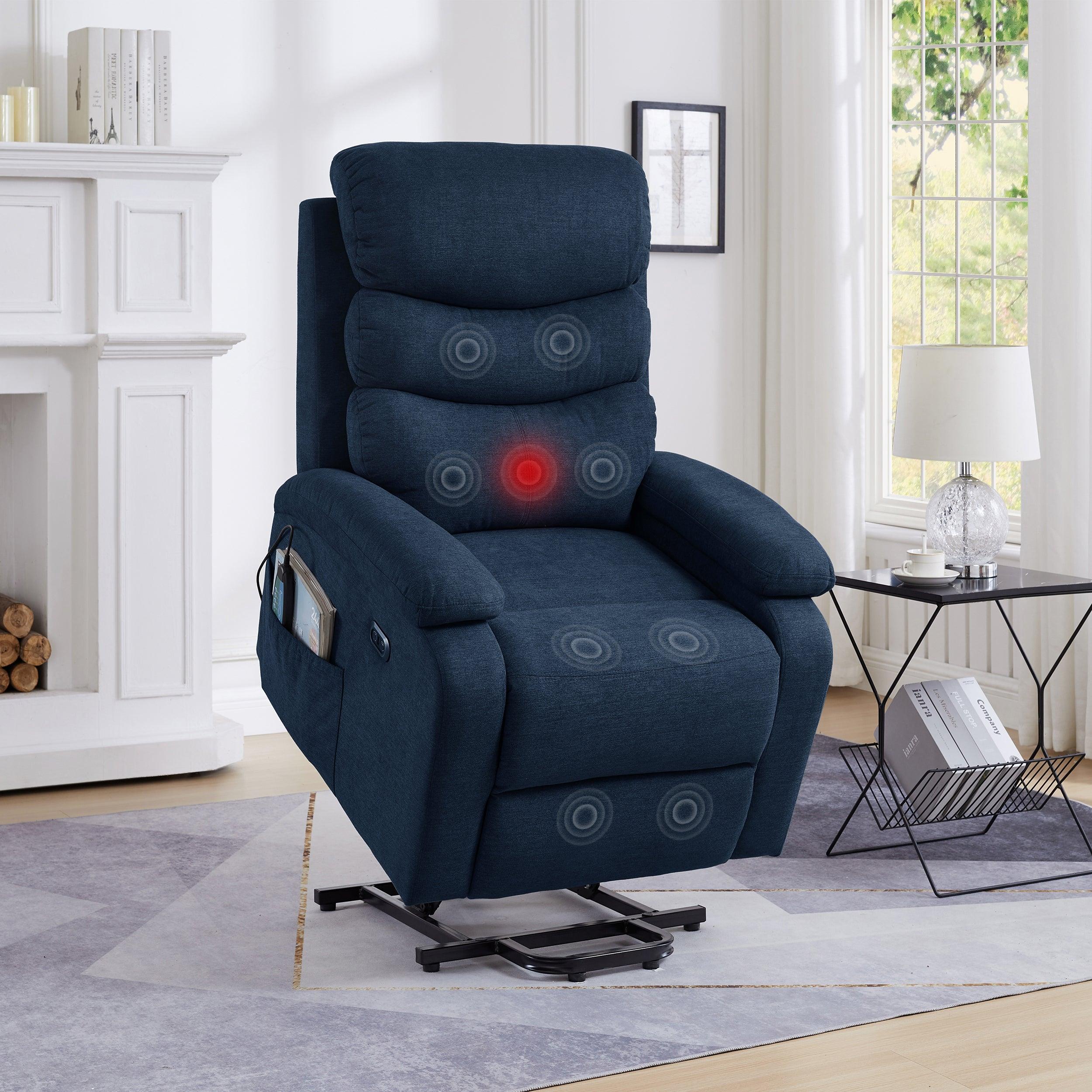 Blue Power Lift Recliner Chair with Massage