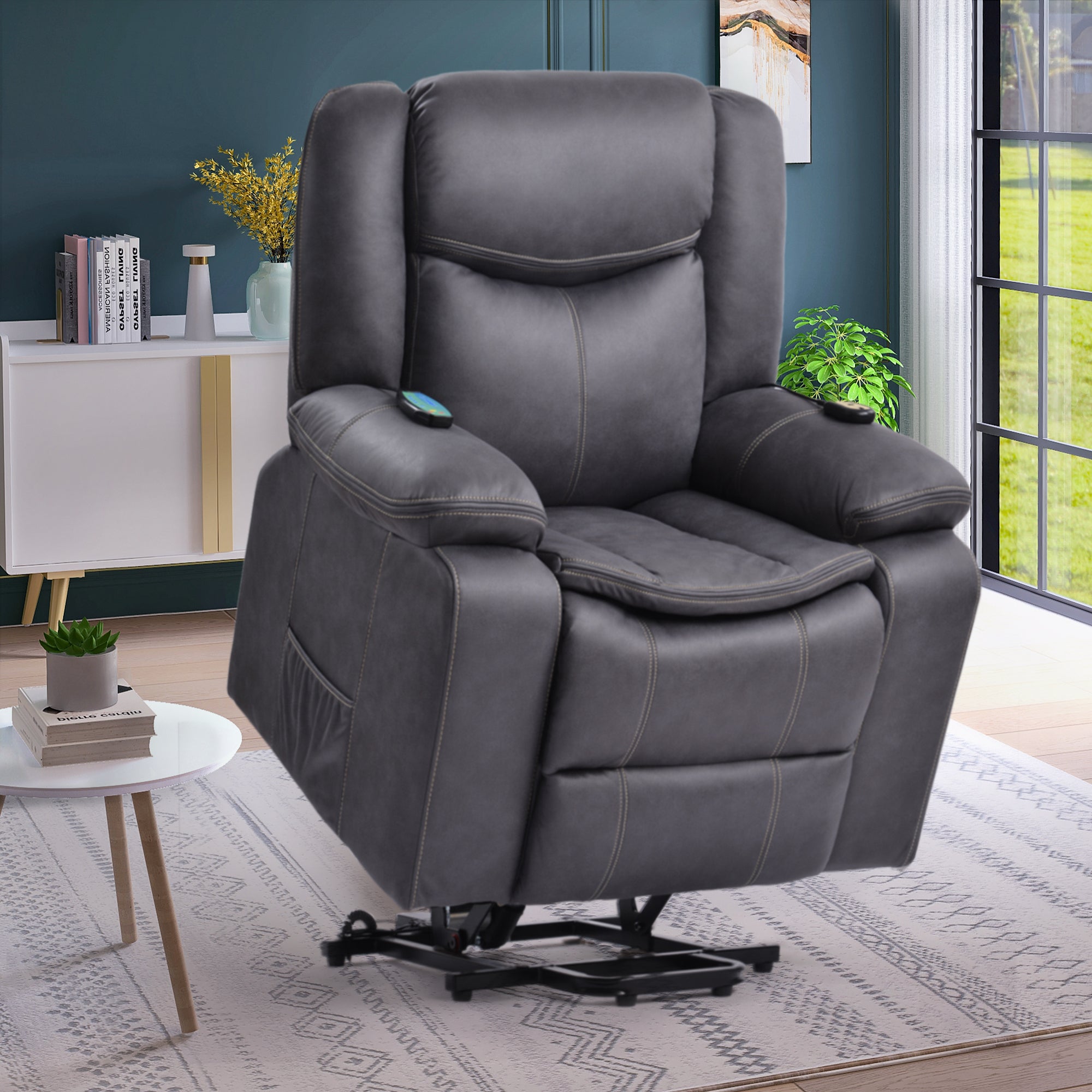 Power Lift Recliner Chair with Heat and Massage, lifted