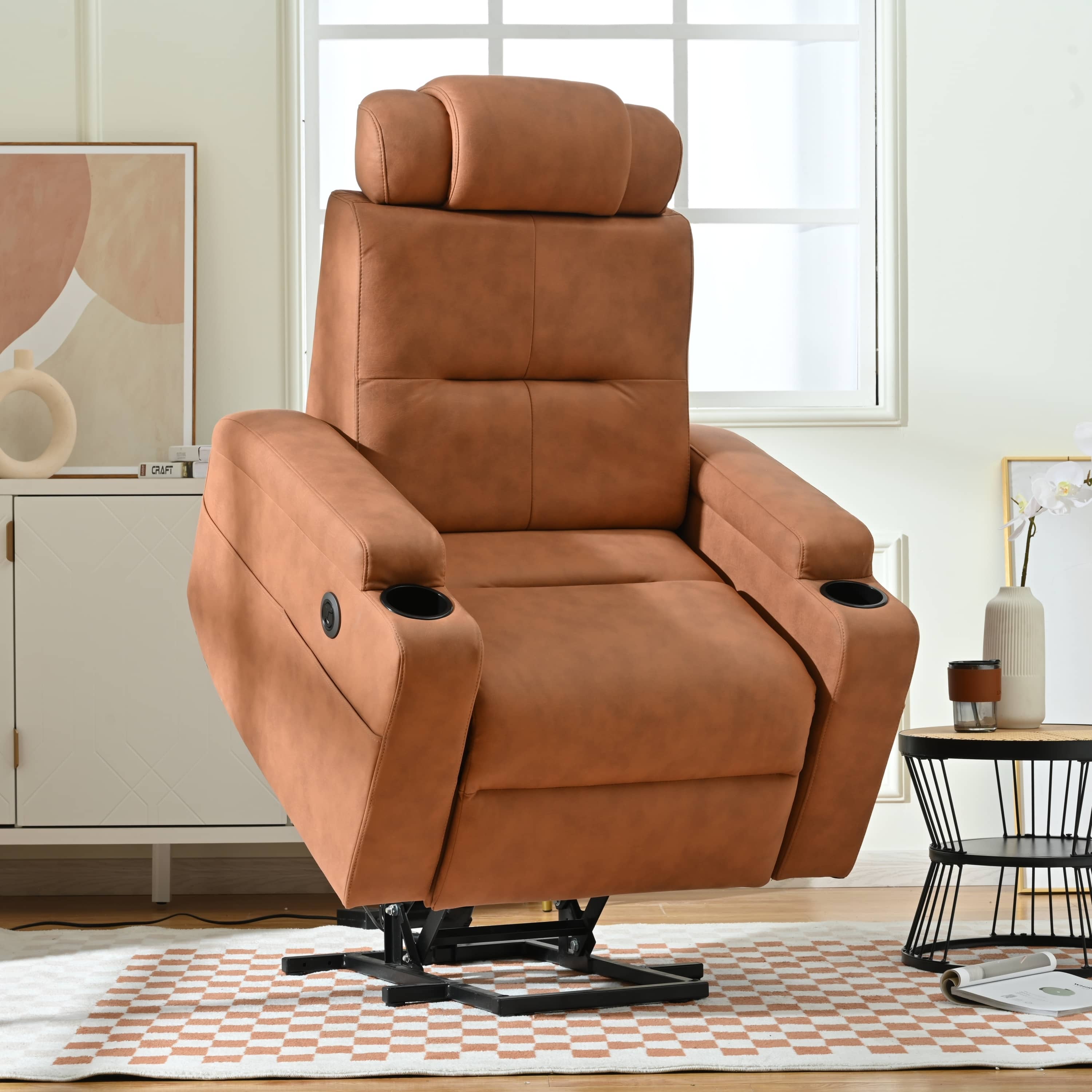 Modern Power Lift Recliner Chair, Orange